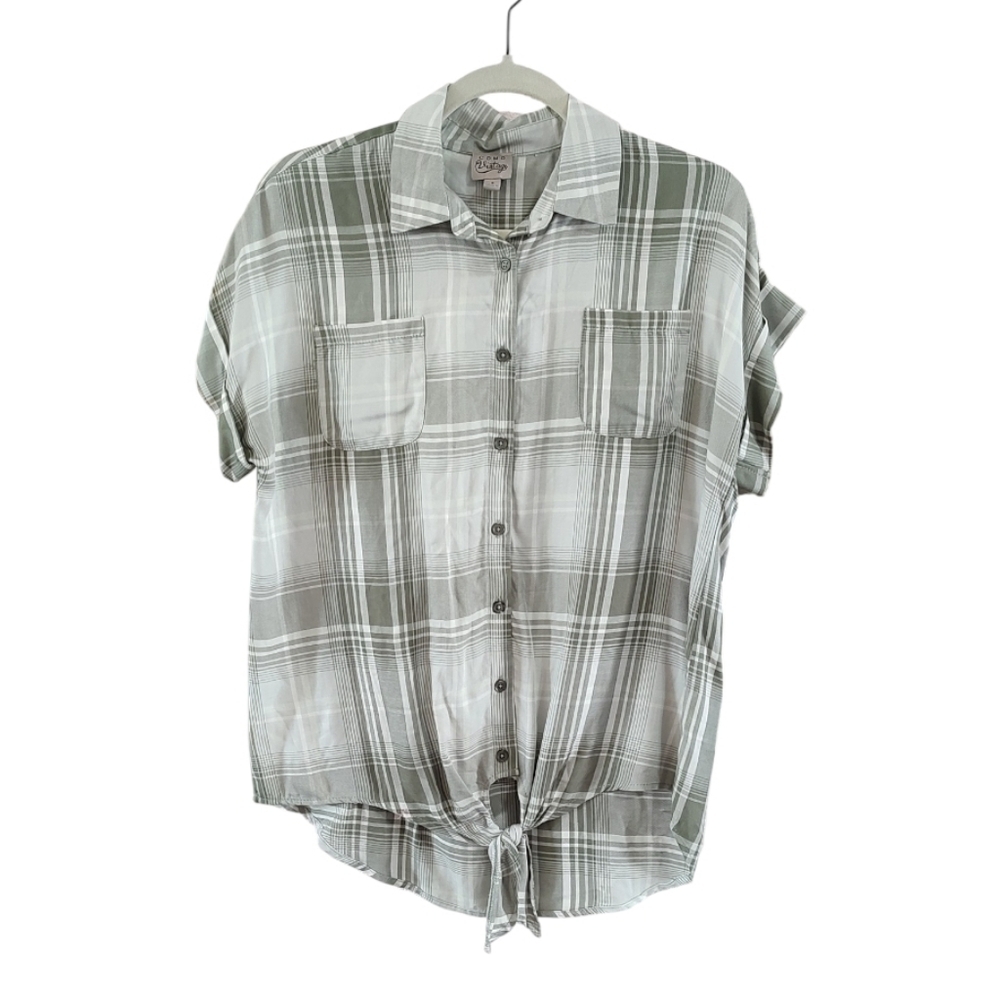 Como Vintage Green & White Plaid Button Down Shirt
